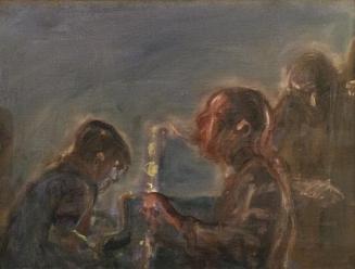 Georg Eisler, Jazz im Montana, David Sanchez, 1994, Öl auf Leinwand, 36 × 45 cm, Privatbesitz
