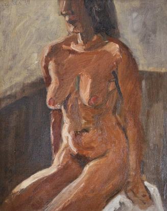 Georg Eisler, Sitzender Akt, 1978, Öl auf Leinwand, 45,3 × 36,2 cm, Privatbesitz