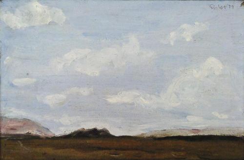 Georg Eisler, Tres Orejos, 1979, Öl auf Leinwand, 20 × 30 cm, Privatbesitz