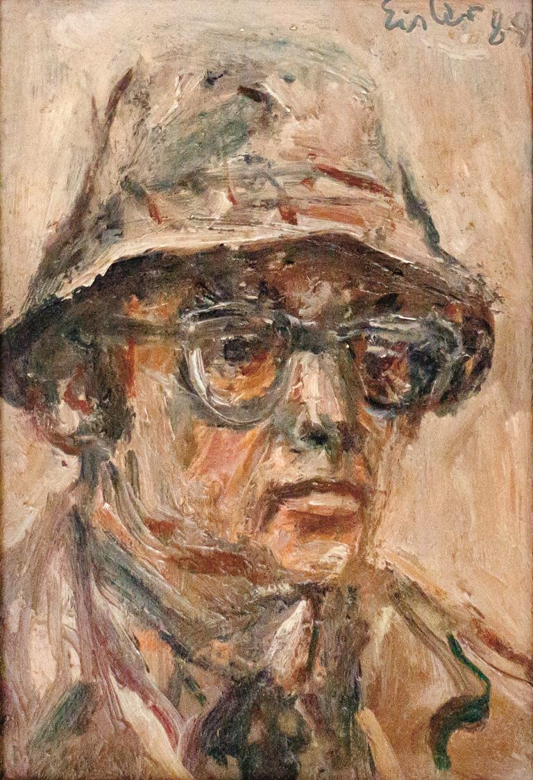 Georg Eisler, Noch kleineres Selbstporträt, 1989, Öl auf Holz, 15 × 10 cm, Privatbesitz