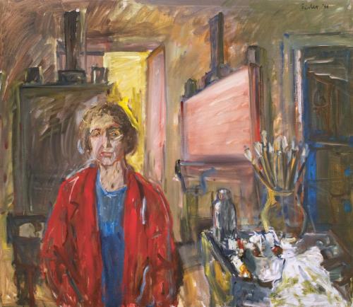 Georg Eisler, Alice im Atelier, 1996, Öl auf Leinwand, 130,5 × 150,5 cm, Privatbesitz