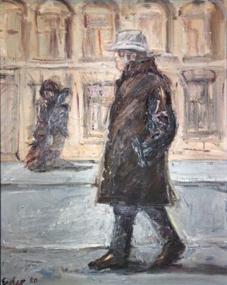 Georg Eisler, Gärtnergasse II, 1980, Öl auf Leinwand, 50 × 39 cm, Verbleib unbekannt