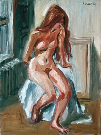 Georg Eisler, Sitzender Akt, 1980, Öl auf Leinwand, 60 × 45 cm, Sammlung Leonhardt