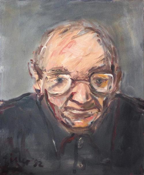 Georg Eisler, Porträt Ernst Jandl, 1992, Öl auf Leinwand, 45,5 × 36,5 cm, Privatbesitz, Wien