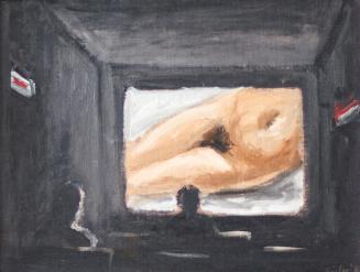 Georg Eisler, Kleines Frankfurter Kino I, 1983, Öl auf Leinwand, 26 × 35 cm, Privatbesitz, Wien
