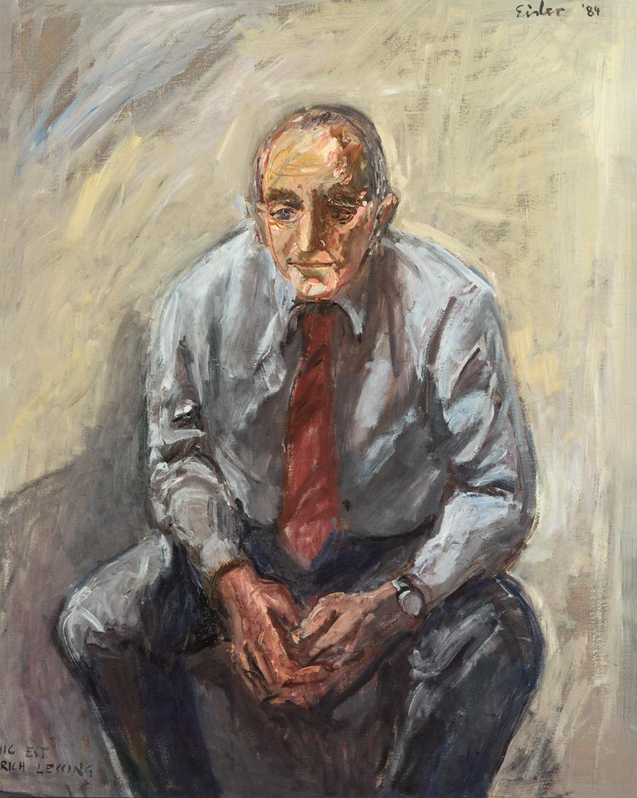 Georg Eisler, Porträt Erich Lessing, 1984, Öl auf Leinwand, 100 × 80 cm, Privatbesitz, Wien