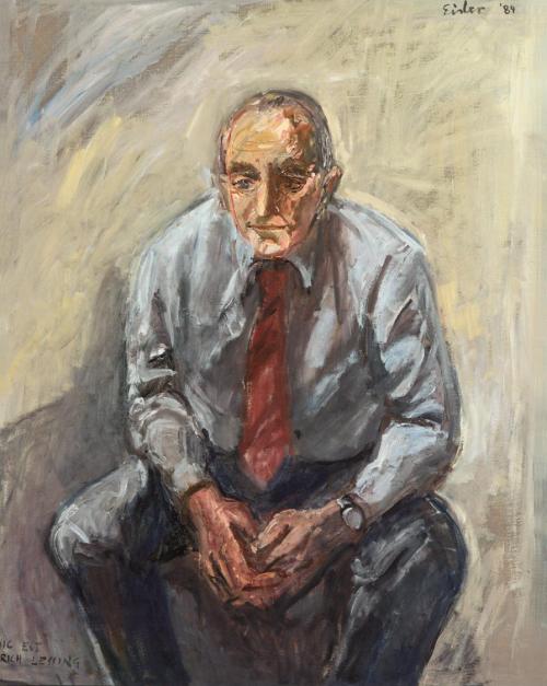 Georg Eisler, Porträt Erich Lessing, 1984, Öl auf Leinwand, 100 × 80 cm, Privatbesitz, Wien