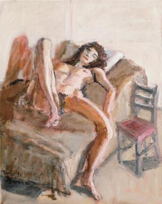 Georg Eisler, Liegende, 1984, Öl auf Leinwand, 50 × 40 cm, Verbleib unbekannt