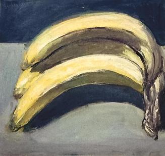 Georg Eisler, Bananen, 1984, Öl auf Karton, 30 × 31,5 cm, Verbleib unbekannt