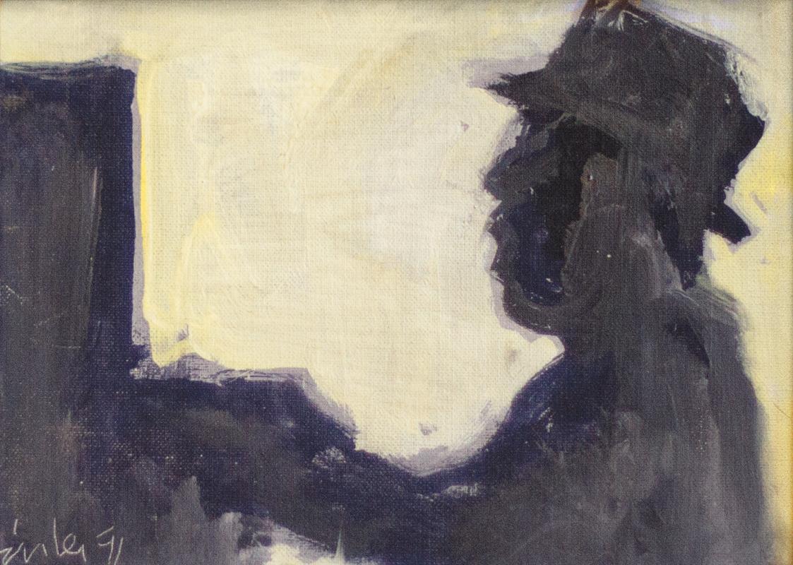 Georg Eisler, Chicago Blues I, 1991, Öl auf Leinwand, kaschiert auf Holz, 11 × 15 cm, Privatbes ...