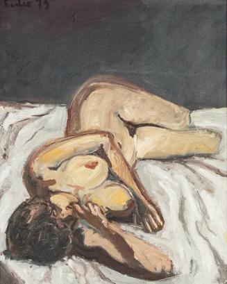 Georg Eisler, Kleiner liegender Akt, 1979, Öl auf Leinwand, 45 × 36 cm, Privatbesitz, Wien