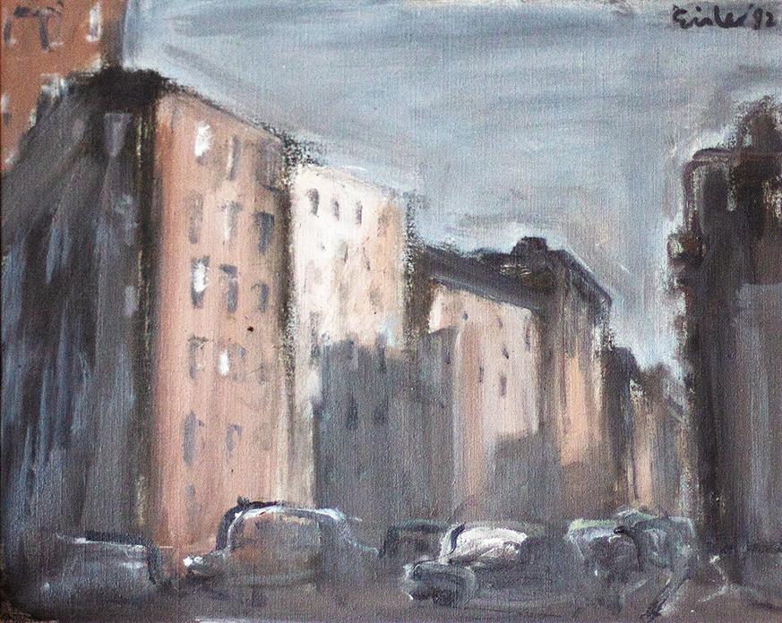 Georg Eisler, 115th Street, 1992, Öl auf Leinwand, 40 × 50 cm, Privatbesitz, Wien