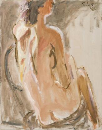 Georg Eisler, Sitzender Rückenakt, 1986, Öl auf Leinwand, 45 × 36 cm, Privatbesitz