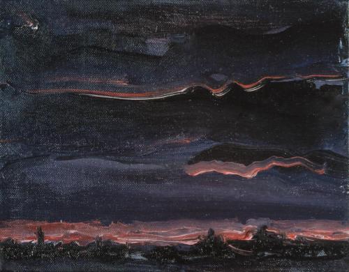 Georg Eisler, Kleines Blitz Bild II, 1986, Öl auf Leinwand, 14 × 18 cm, Privatbesitz, Salzburg