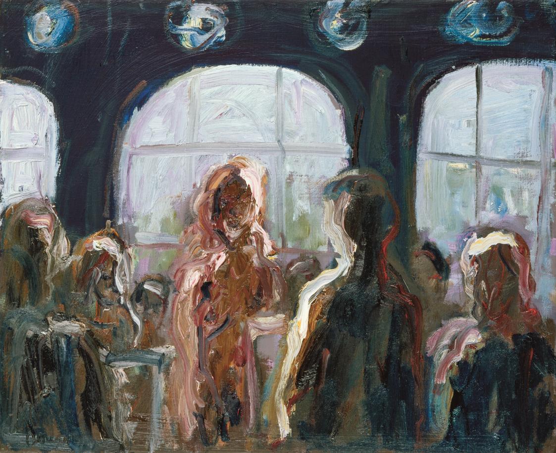 Georg Eisler, Aktsaal III, 1987, Öl auf Leinwand, 36 × 45 cm, Verbleib unbekannt