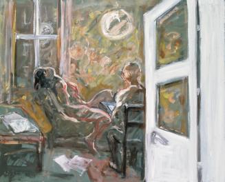 Georg Eisler, Henri's Atelier, 1987, Öl auf Leinwand, 80 × 100 cm, Collection Fondation Henri C ...