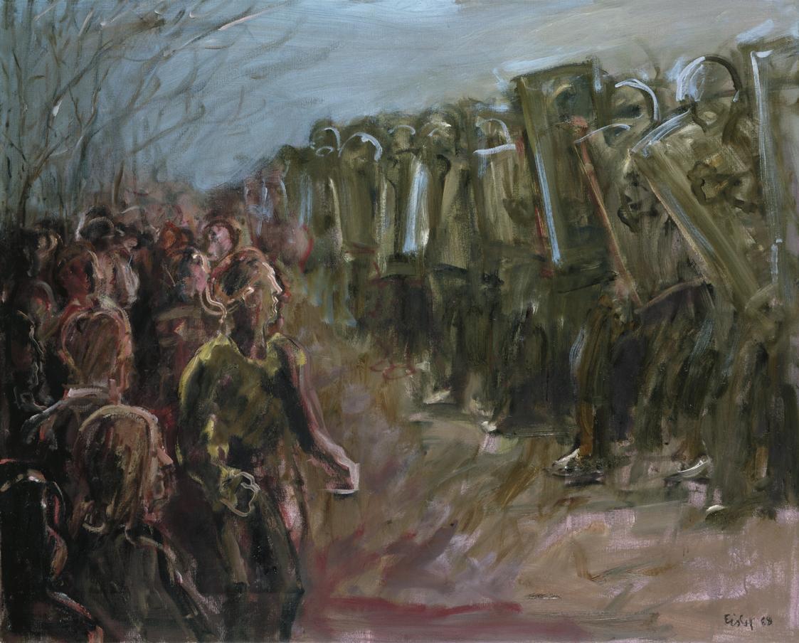 Georg Eisler, Wackersdorf, 1988, Öl auf Leinwand, 80 × 100 cm, Verbleib unbekannt