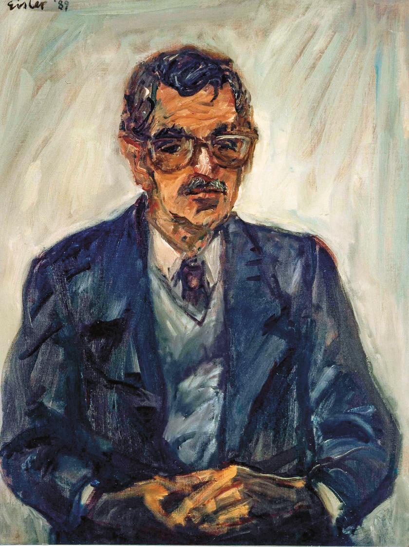 Georg Eisler, Porträt Gottfried Scholz, 1989, Öl auf Leinwand, 100 × 80 cm, Universität für Mus ...