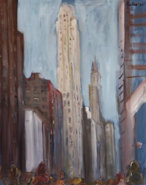 Georg Eisler, Manhattan, 1990, Öl auf Leinwand, 100 × 80 cm, Verbleib unbekannt