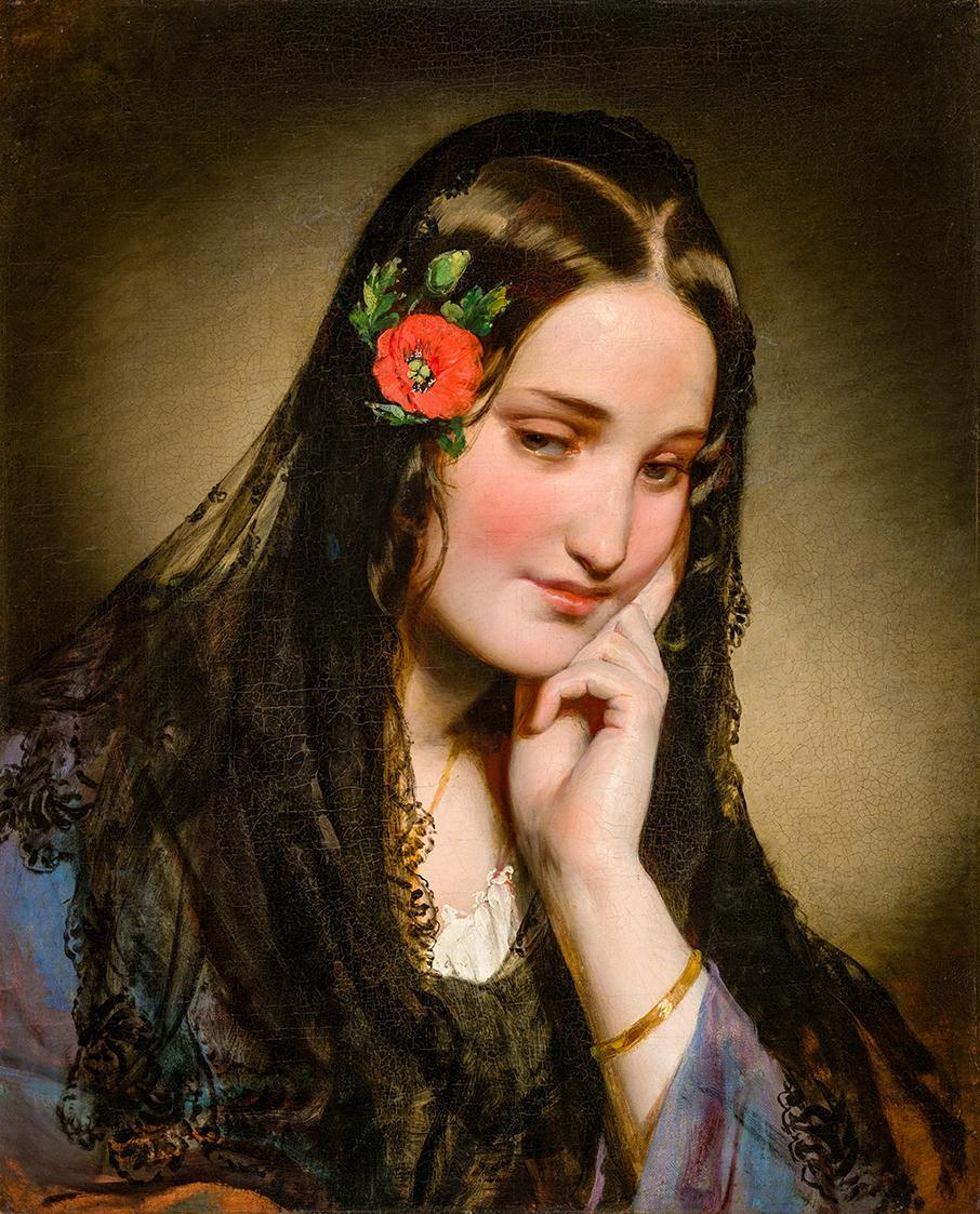 Friedrich von Amerling, Junge Frau, 1840er, Öl auf Leinwand, 52,7 × 43 cm, Szépművészeti Múzeum ...