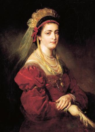 Friedrich von Amerling, Fürstin Júlia Obrenović, geb. Hunyady de Kéthely (1831–1919), 1872, Öl  ...