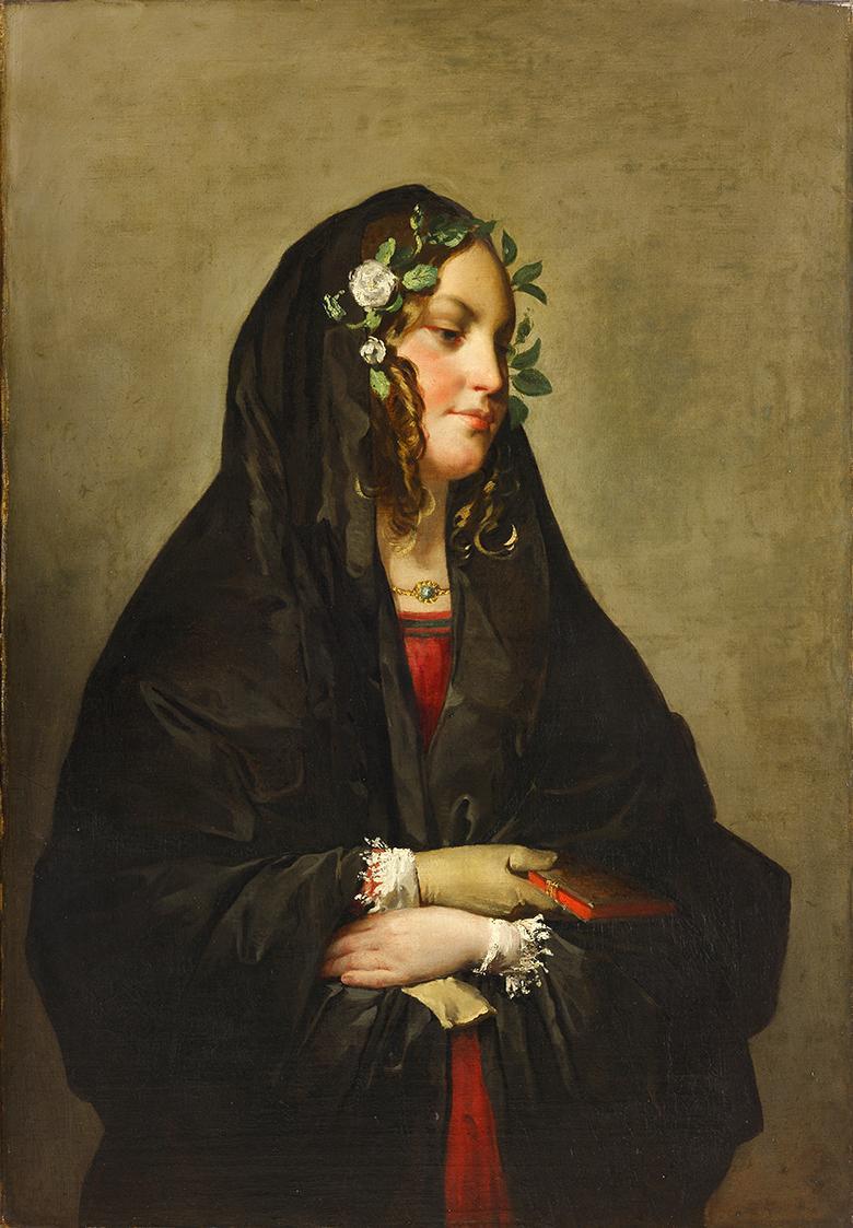 Friedrich von Amerling, Modell Luise Käs als Kirchengängerin, 1838, Öl auf Leinwand, 98 × 77,5  ...