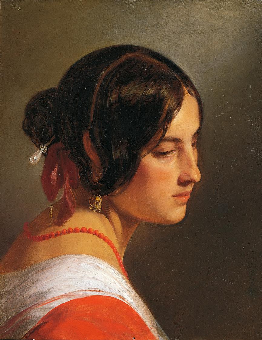 Friedrich von Amerling, Junges Mädchen, vor 1845, Öl auf Leinwand, 48 × 37 cm, Triest, Museo Re ...