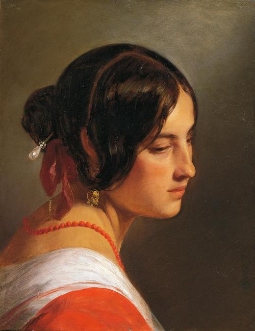 Friedrich von Amerling, Junges Mädchen, vor 1845, Öl auf Leinwand, 48 × 37 cm, Triest, Museo Re ...