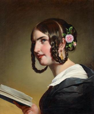 Friedrich von Amerling, Junges Mädchen mit Buch, 1839, Öl auf Leinwand, 59 × 49 cm, Privatbesit ...