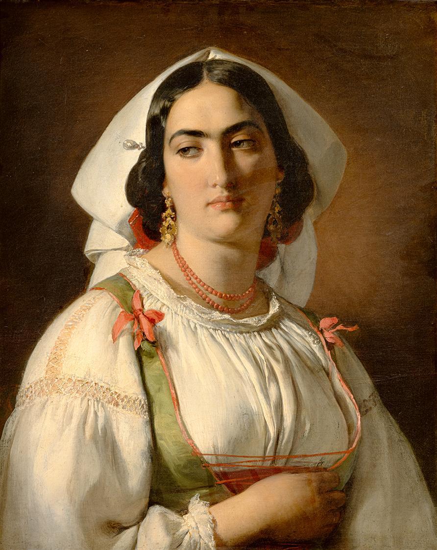 Friedrich von Amerling, Modell Regine im Kostüm der Campagna, 1841, Öl auf Leinwand, 67,2 × 55  ...