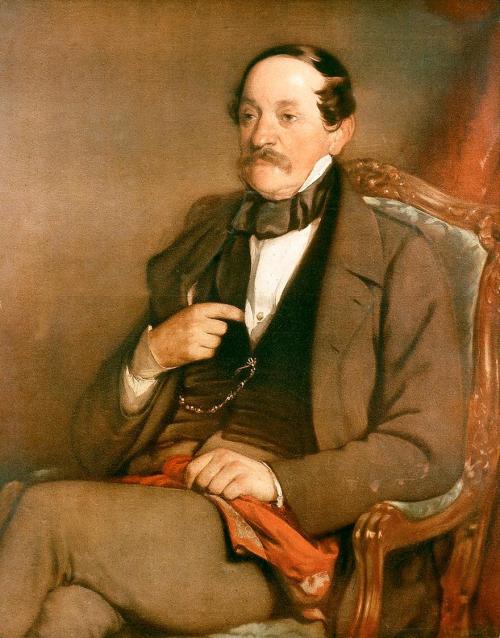 Friedrich von Amerling, Der Brauereibesitzer Anton Dreher sen. (1810–1863), 1854, Öl auf Leinwa ...
