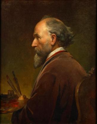 Friedrich von Amerling, Selbstporträt mit Palette im Profil nach links, 1867, Öl auf Leinwand,  ...