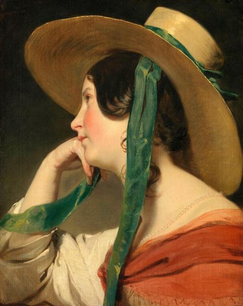 Friedrich von Amerling, Mädchen mit Strohhut, 1835, Öl auf Leinwand, 59 × 47 cm, Bayerische Sta ...