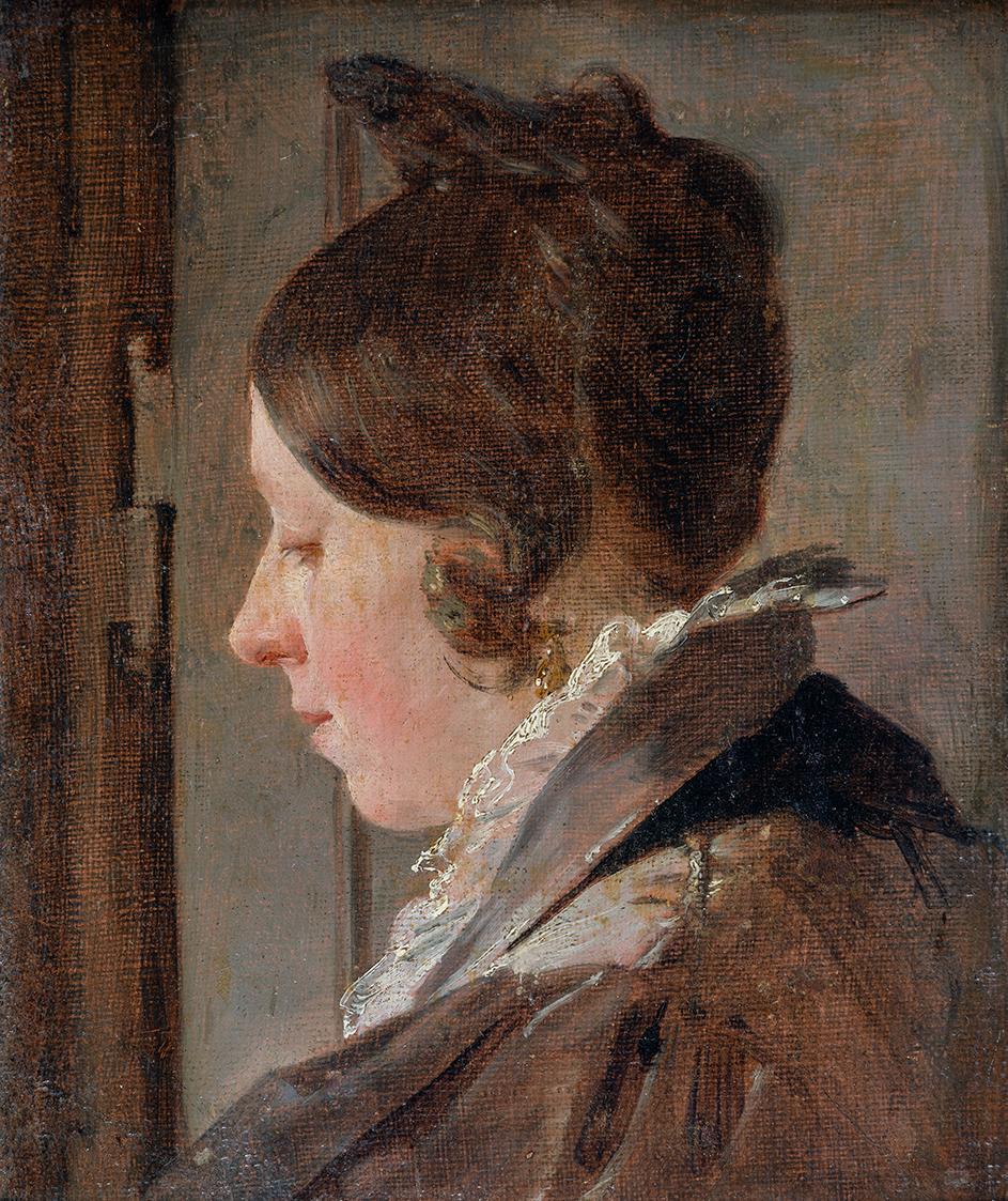 Friedrich von Amerling, Josephine Kaltenthaler (gest. 1850), Amerlings Schwägerin im Profil, 18 ...