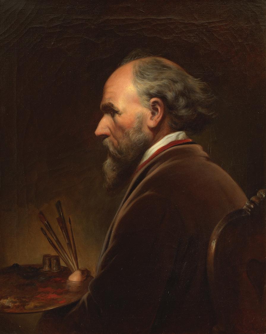 Friedrich von Amerling, Selbstporträt mit Palette im Profil nach links, 1867, Öl auf Leinwand,  ...