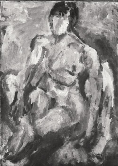 Georg Eisler, Sitzender Akt, 1958, Öl auf Leinwand, 40 × 28 cm, Verbleib unbekannt