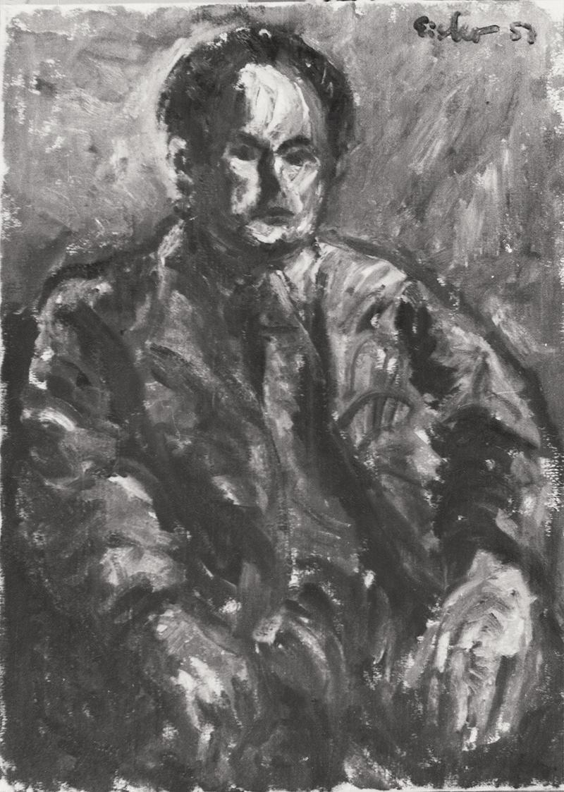 Georg Eisler, Porträt Miroslaw Lamac, 1957, Öl auf Leinwand, 65 × 55 cm, Verbleib unbekannt