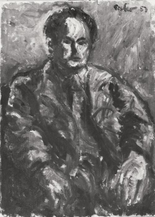 Georg Eisler, Porträt Miroslaw Lamac, 1957, Öl auf Leinwand, 65 × 55 cm, Verbleib unbekannt