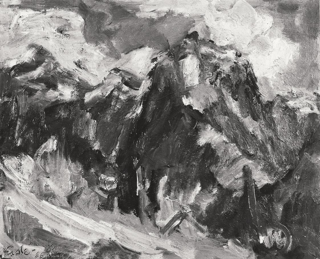 Georg Eisler, Bei Gstaad II, 1966, Öl auf Leinwand, 35 × 45 cm, Verbleib unbekannt