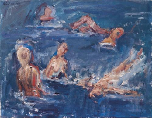 Georg Eisler, Schwimmende II, 1966, Öl auf Leinwand, 51 × 65 cm, Verbleib unbekannt