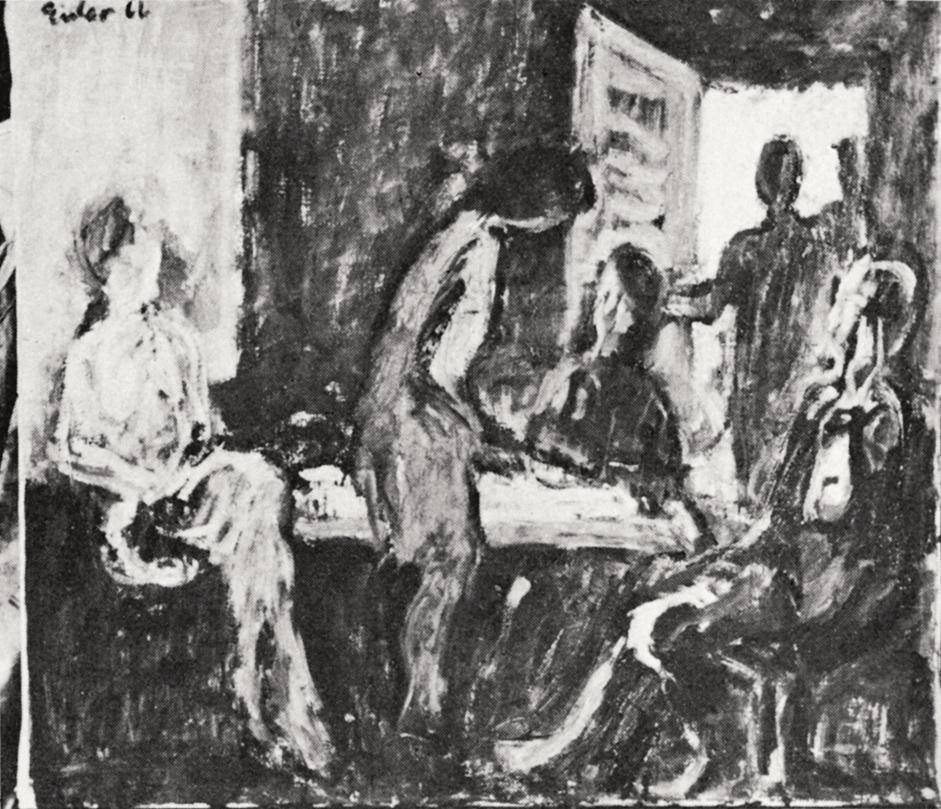 Georg Eisler, Grünes Zimmer, 1966, Öl auf Leinwand, 60 × 70 cm, Verbleib unbekannt