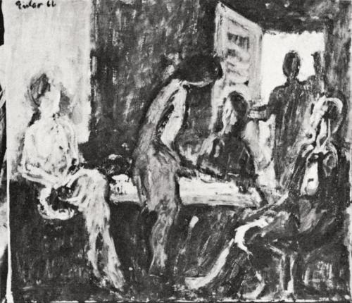 Georg Eisler, Grünes Zimmer, 1966, Öl auf Leinwand, 60 × 70 cm, Verbleib unbekannt