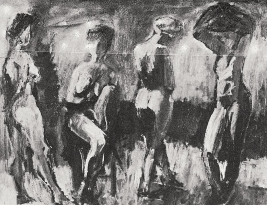 Georg Eisler, Vier Frauen, 1967, Öl auf Leinwand, 57 × 77 cm, Verbleib unbekannt