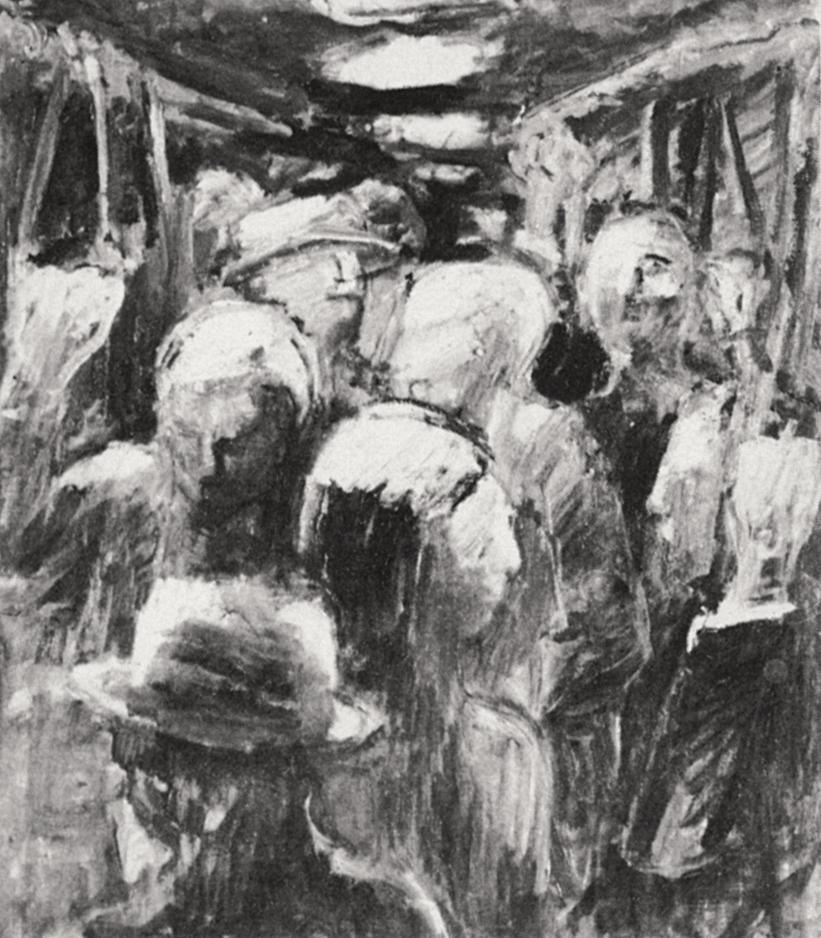 Georg Eisler, Métro I, 1968, Öl auf Leinwand, 82 × 70 cm, Verbleib unbekannt