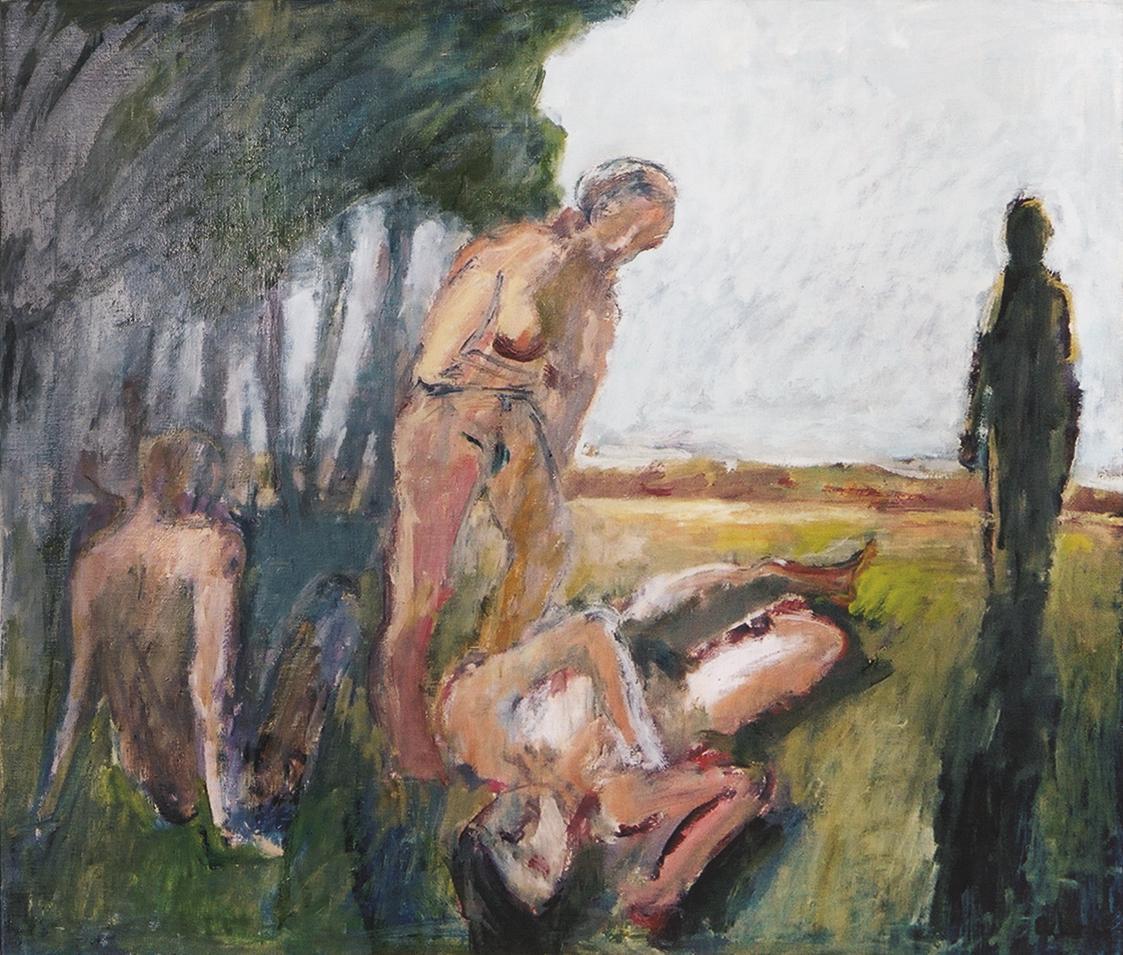 Georg Eisler, Hommage à Poussin, 1968, Öl auf Leinwand, 80 × 100 cm, Verbleib unbekannt