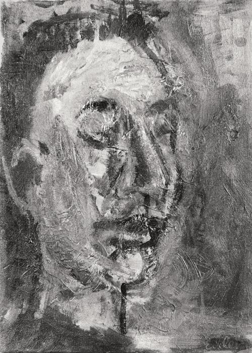 Georg Eisler, Porträt Wilhelm Helfert, 1958, Öl auf Leinwand, 40 × 28 cm, Verbleib unbekannt