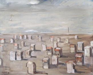 Georg Eisler, Travemünde III, 1991, Öl auf Leinwand, 80 × 100 cm, Privatbesitz