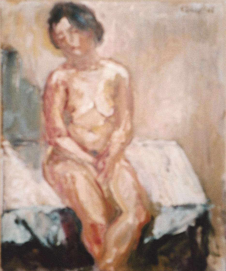 Georg Eisler, Sitzender Akt, 1965, Öl auf Leinwand, 45 × 36 cm, Verbleib unbekannt