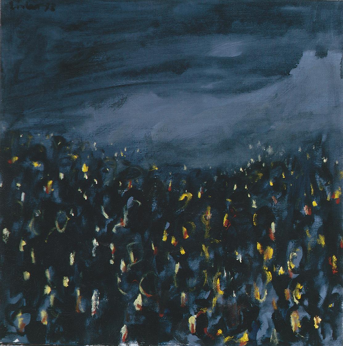 Georg Eisler, Lichtermeer VI, 1993, Öl auf Leinwand, 50 × 50 cm, Verbleib unbekannt