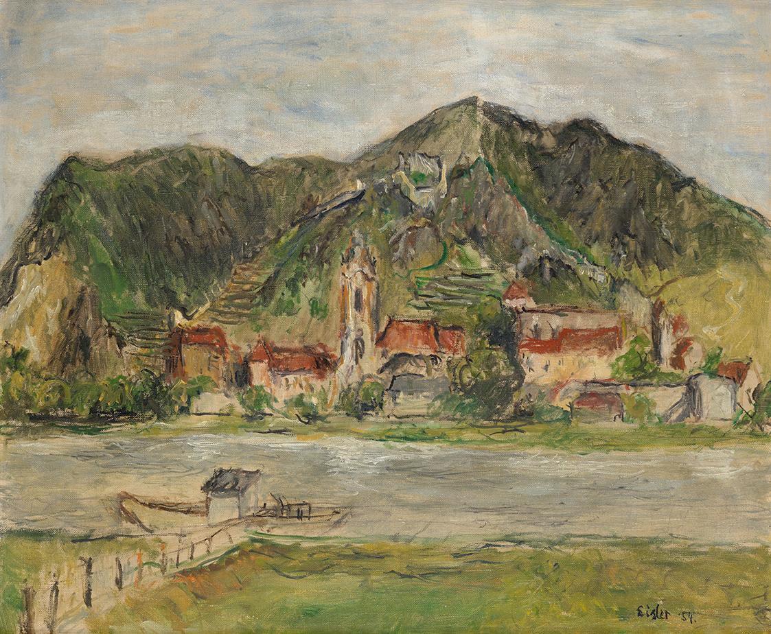 Georg Eisler, Dürnstein, 1954, Öl auf Leinwand, 50 × 60 cm, Landessammlungen NÖ, Inv.-Nr. KS-11 ...